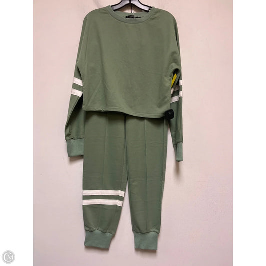 Athletic Pants 2pc By Zesica In Green & White, Size: M