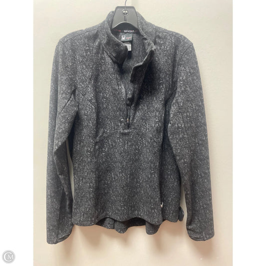 Athletic Top Long Sleeve Collar By Spyder In Black & Grey, Size: M