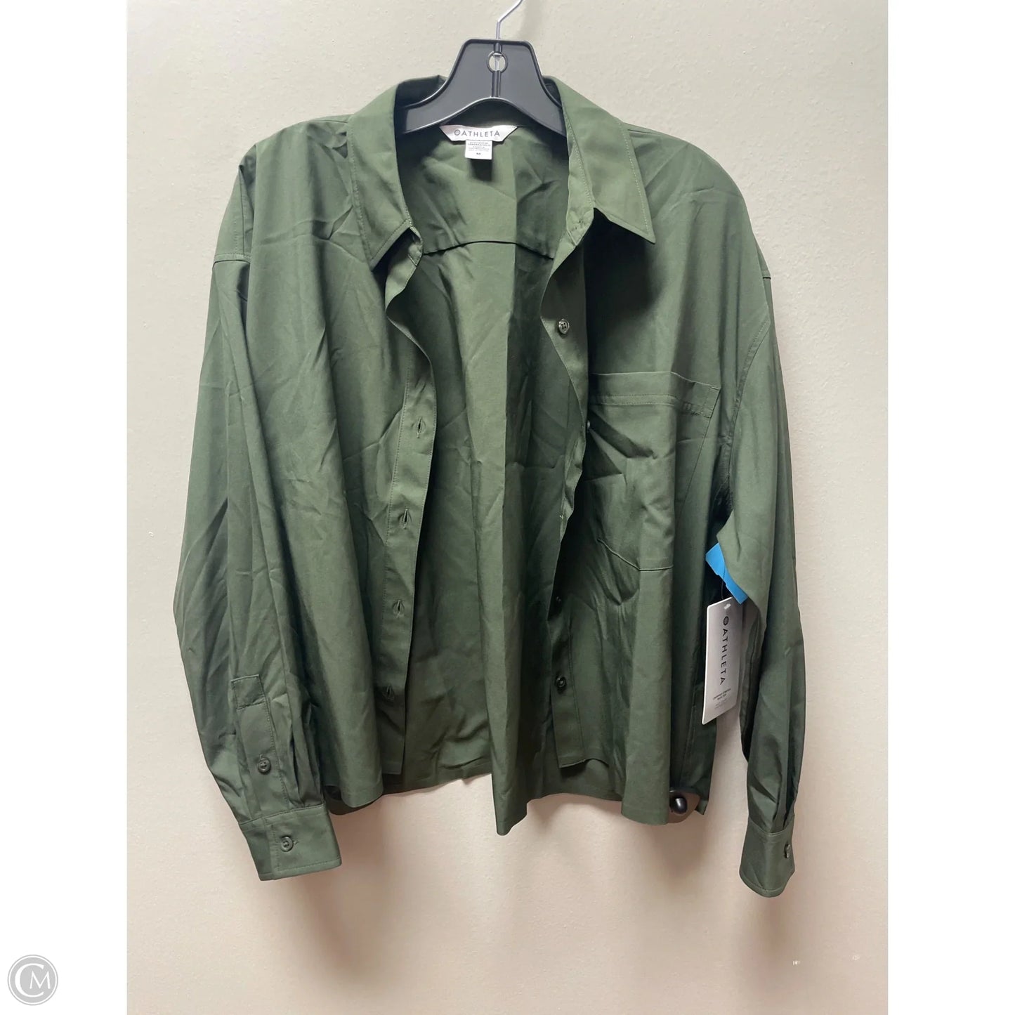 Athletic Top Long Sleeve Collar By Athleta In Green, Size: M