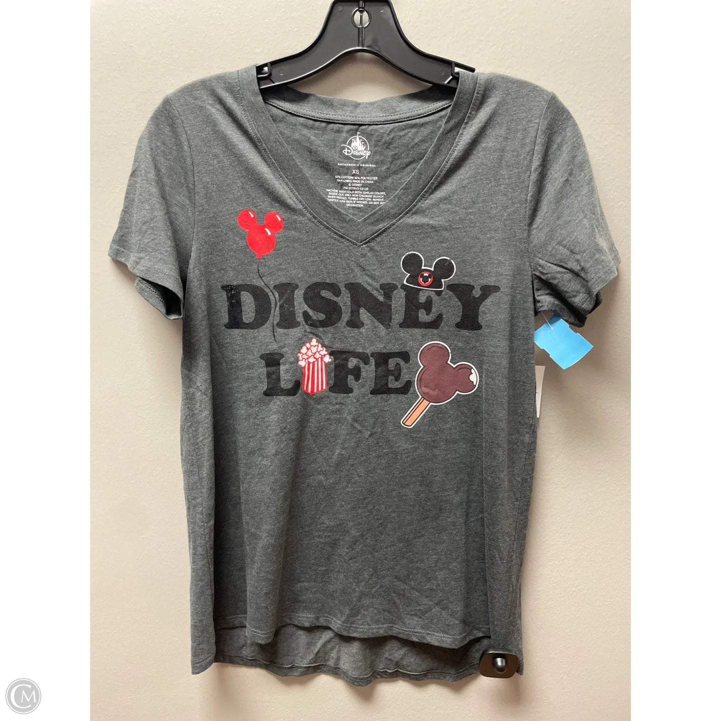 Top Short Sleeve By Disney In Grey, Size: Xs