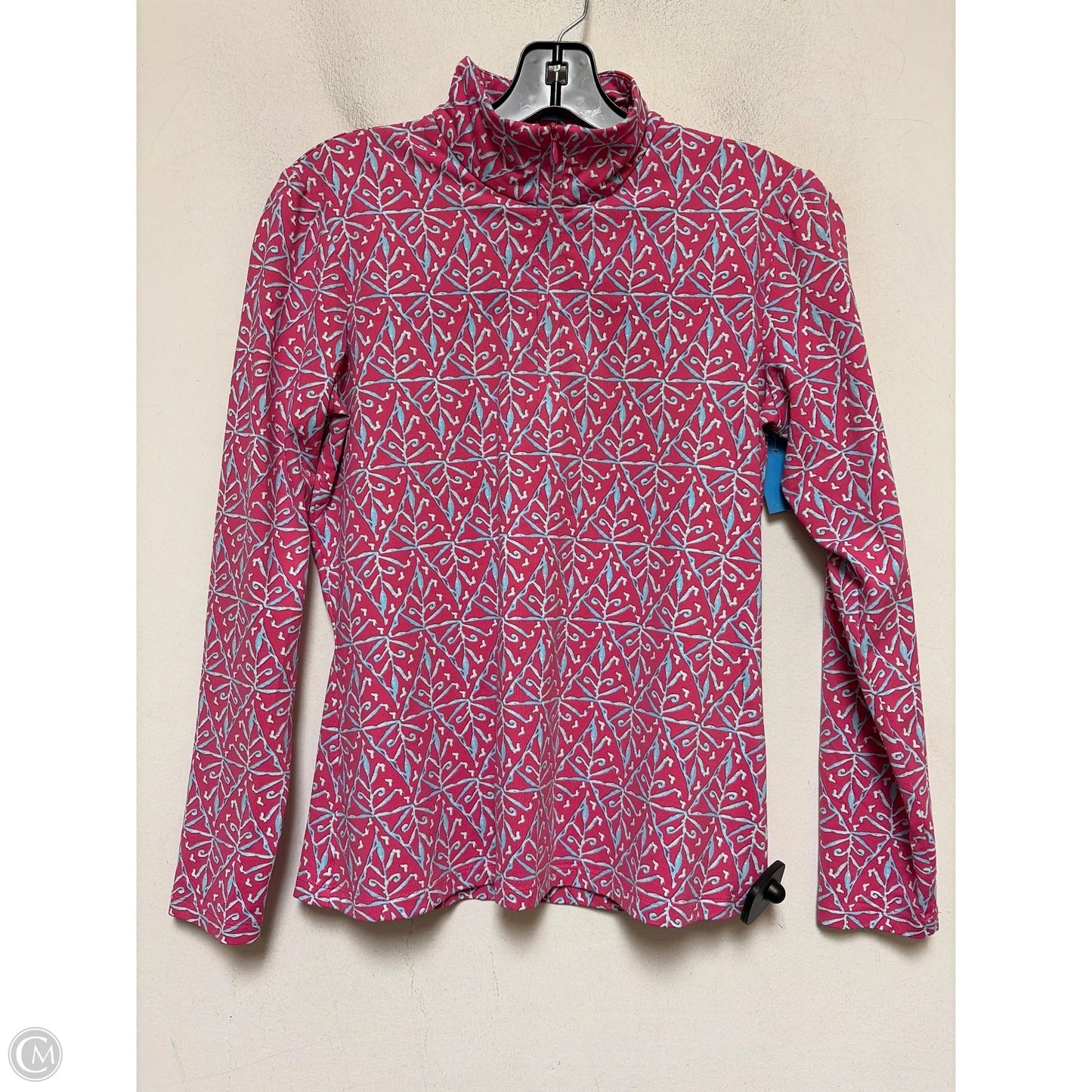 Athletic Top Long Sleeve Collar By J Mclaughlin In Blue & Pink, Size: S