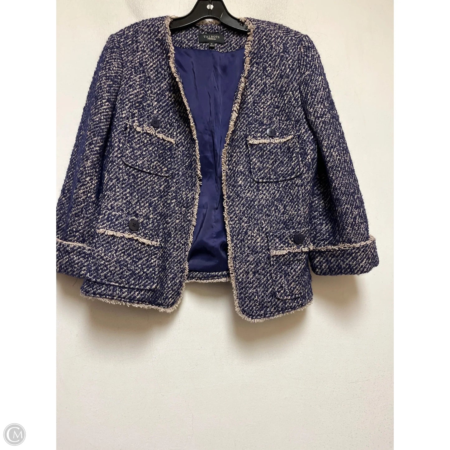 Blazer By Talbots In Blue & Tan, Size: L