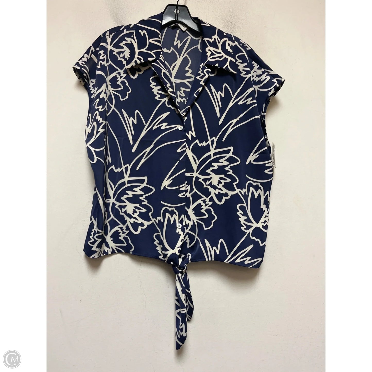 Top Short Sleeve By Rachel Zoe In Blue & White, Size: M