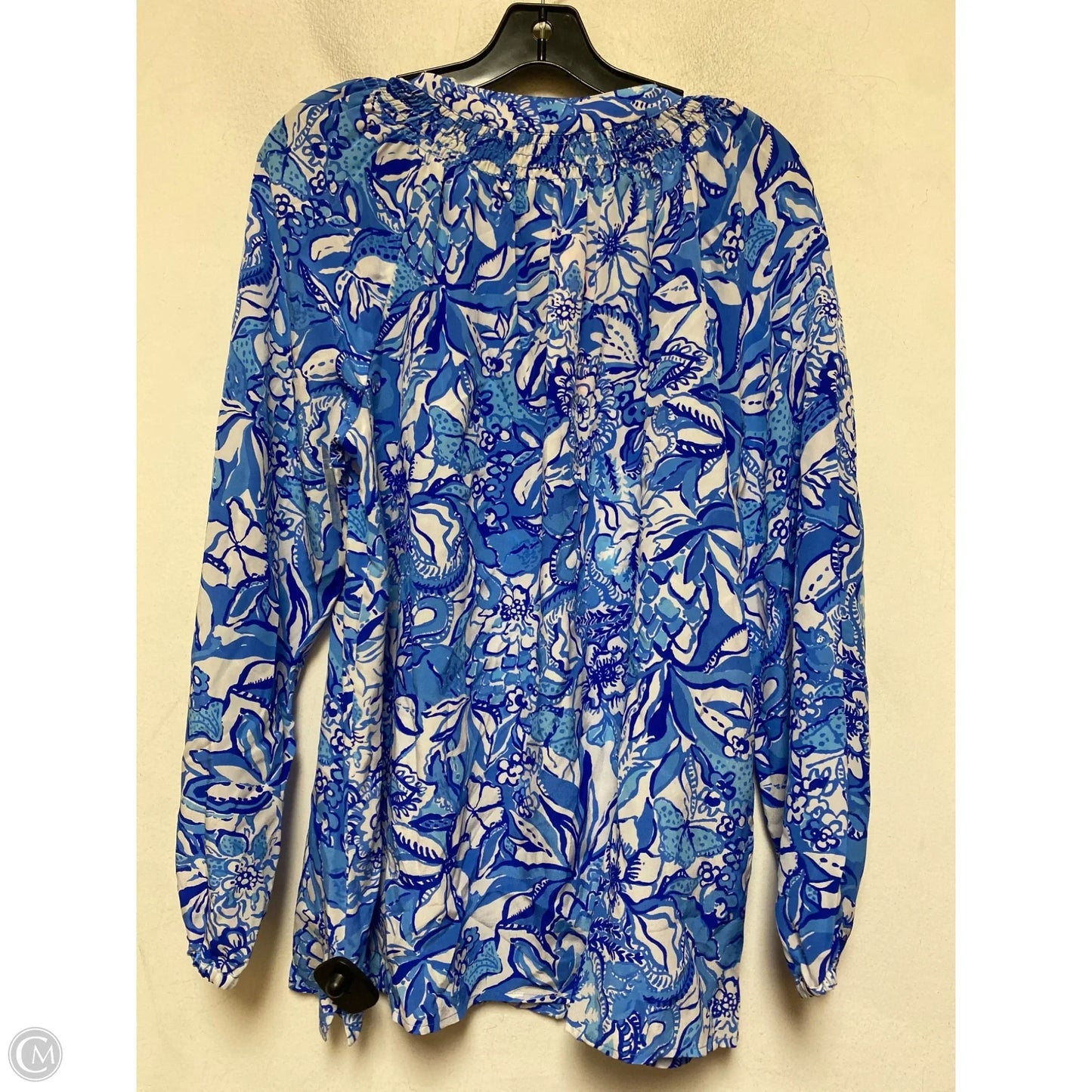 Top Long Sleeve Designer By Lilly Pulitzer In Blue & White, Size: L