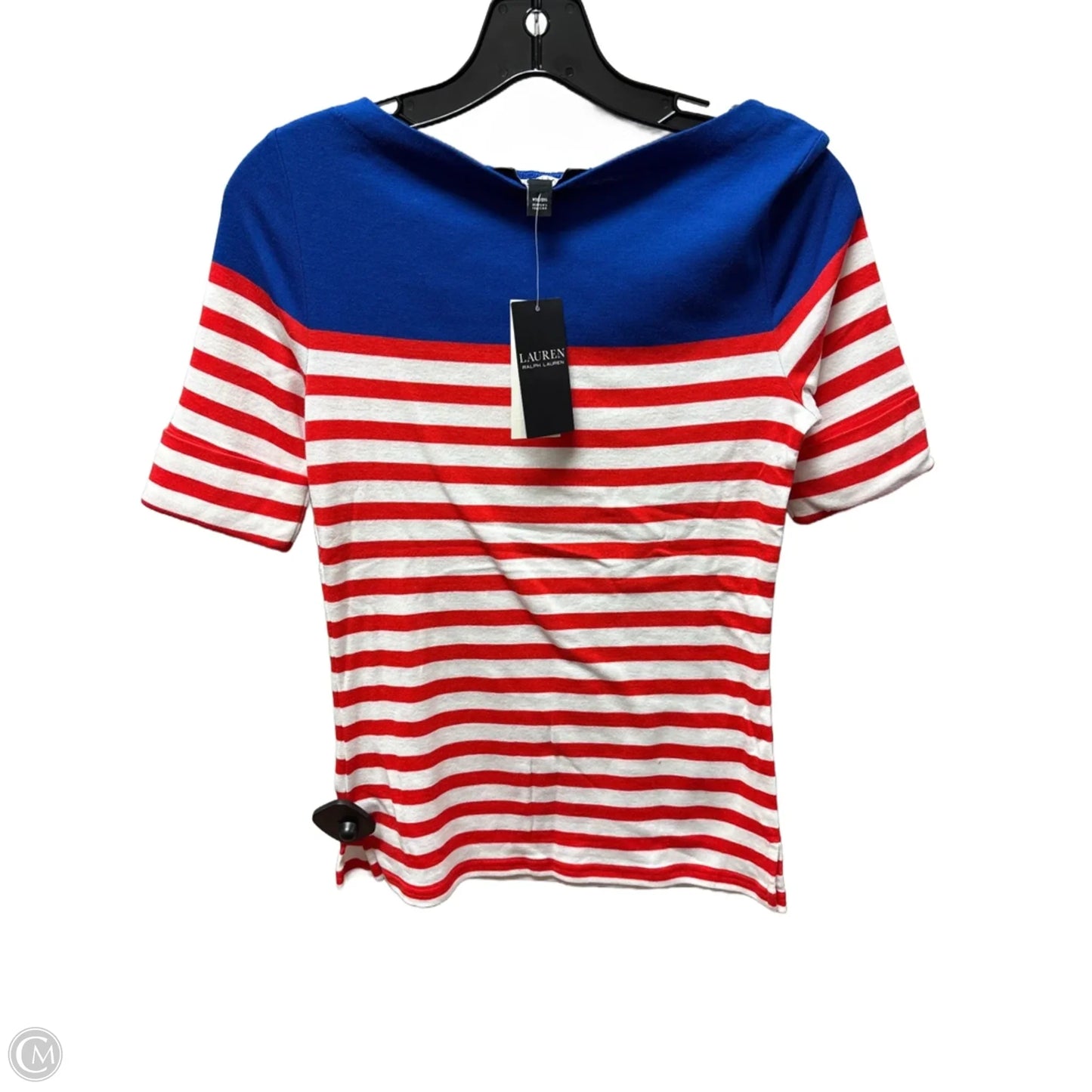 Top Short Sleeve Basic By Lauren By Ralph Lauren In Blue Red & White, Size: S