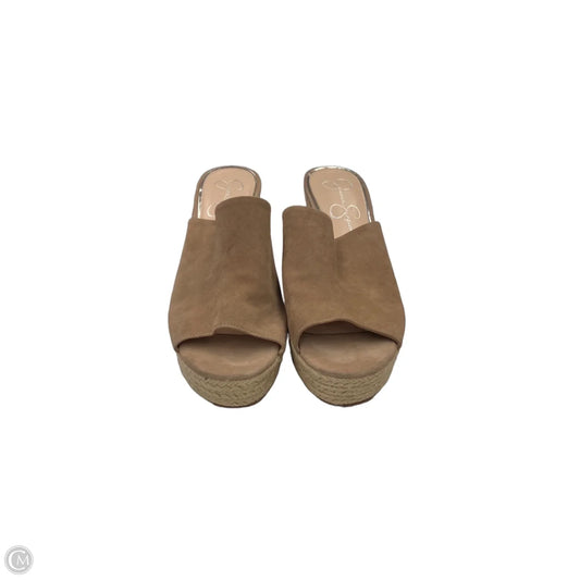 Sandals Heels Wedge By Jessica Simpson In Tan, Size: 8.5