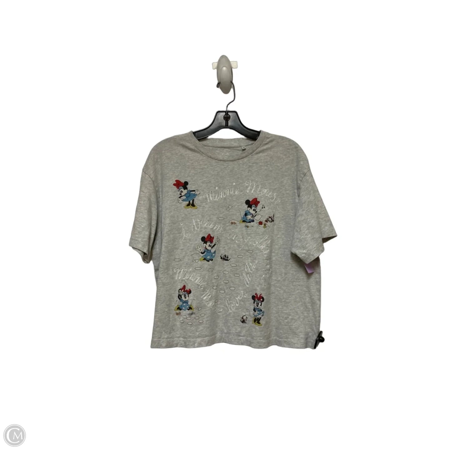 Top Short Sleeve By Uniqlo In Grey, Size: L