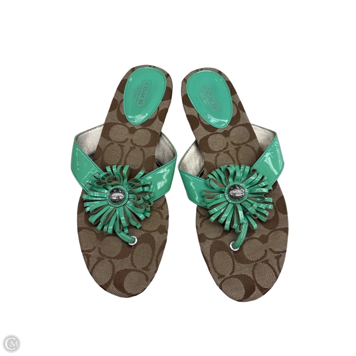 Sandals Designer By Coach In Brown & Green, Size: 8.5