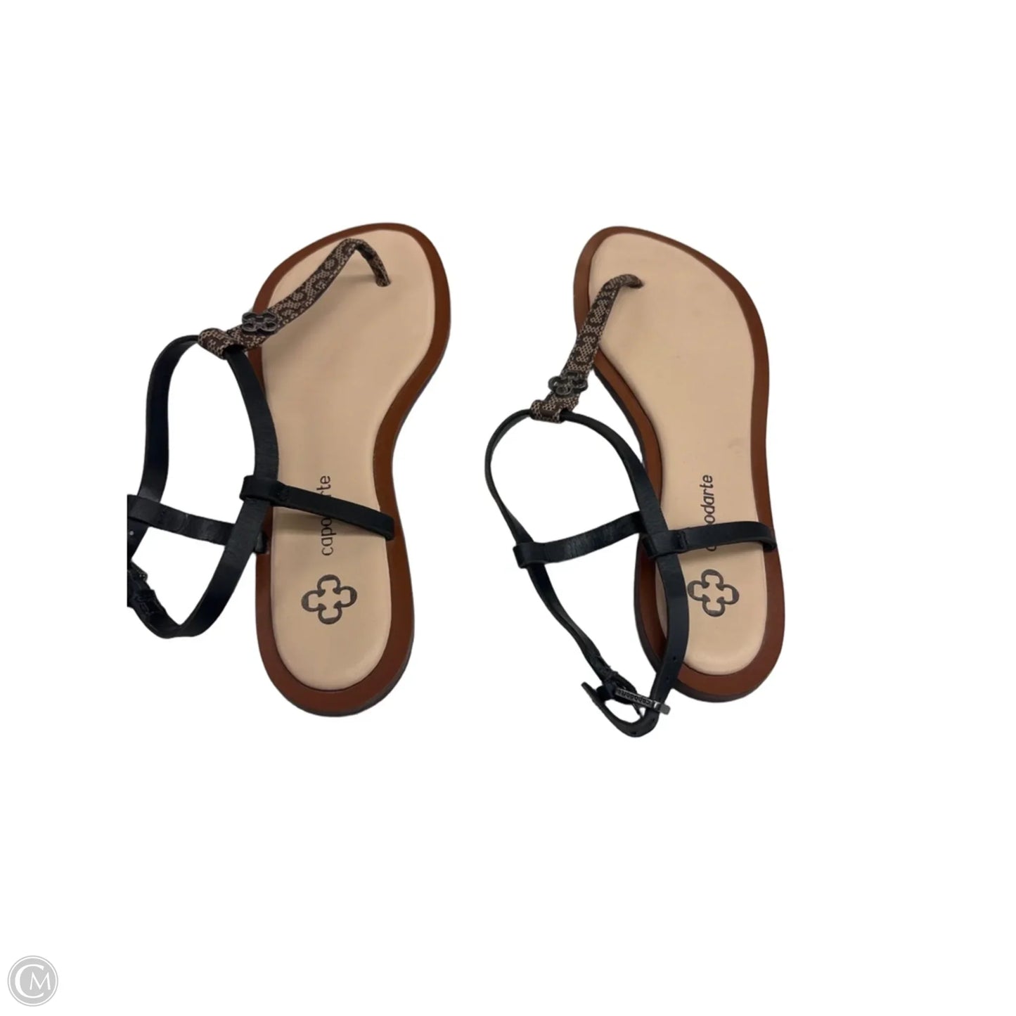 Sandals Flats By Clothes Mentor In Black & Brown, Size: 8