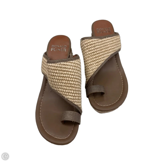 Sandals Heels Wedge By Donald Pliner In Brown & Tan, Size: 7.5