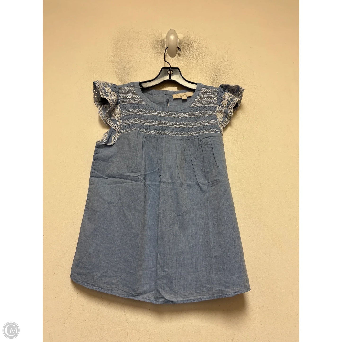 Top Short Sleeve By Loft In Blue & White, Size: Xs