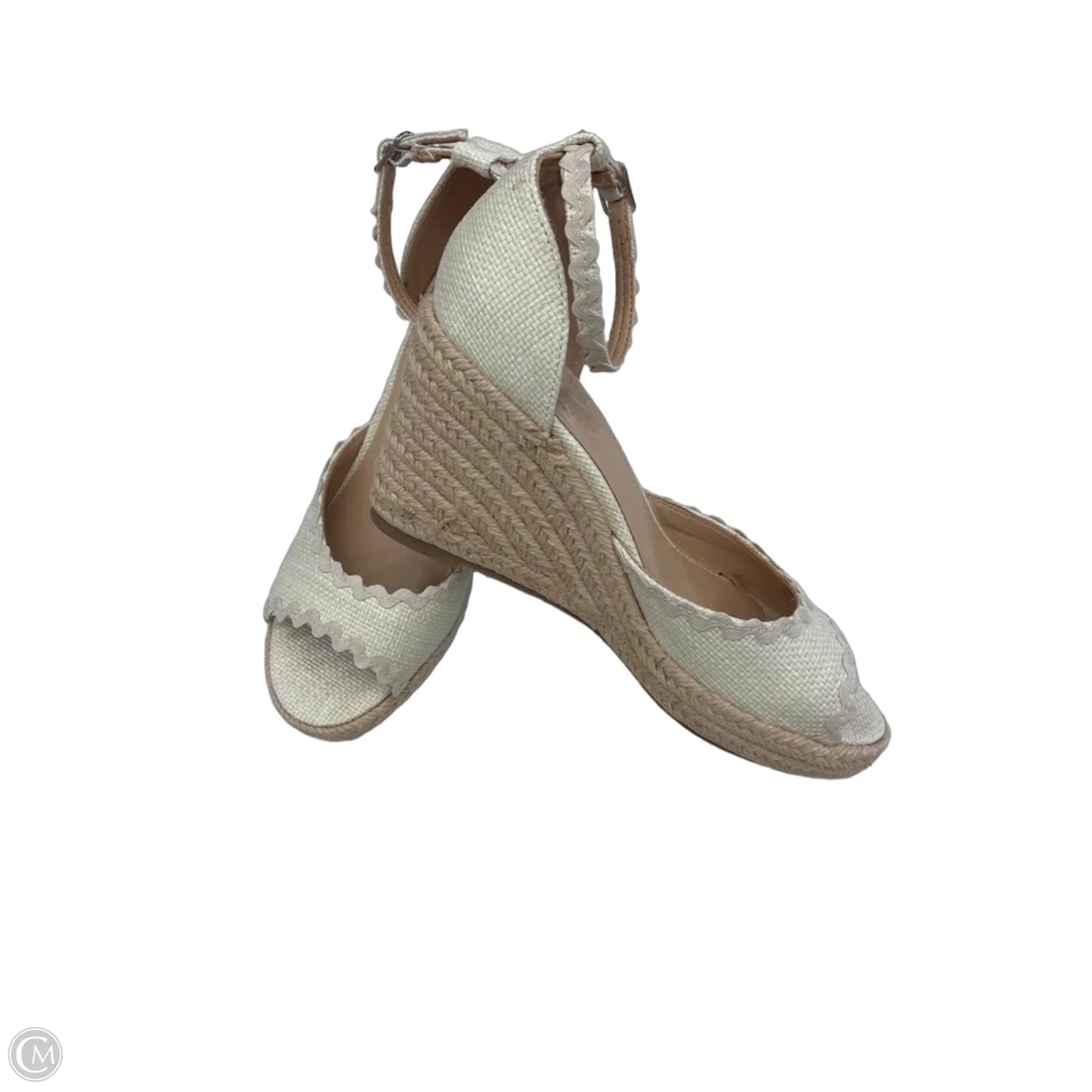 Sandals Heels Wedge By Bandolino In Cream & Tan, Size: 6.5