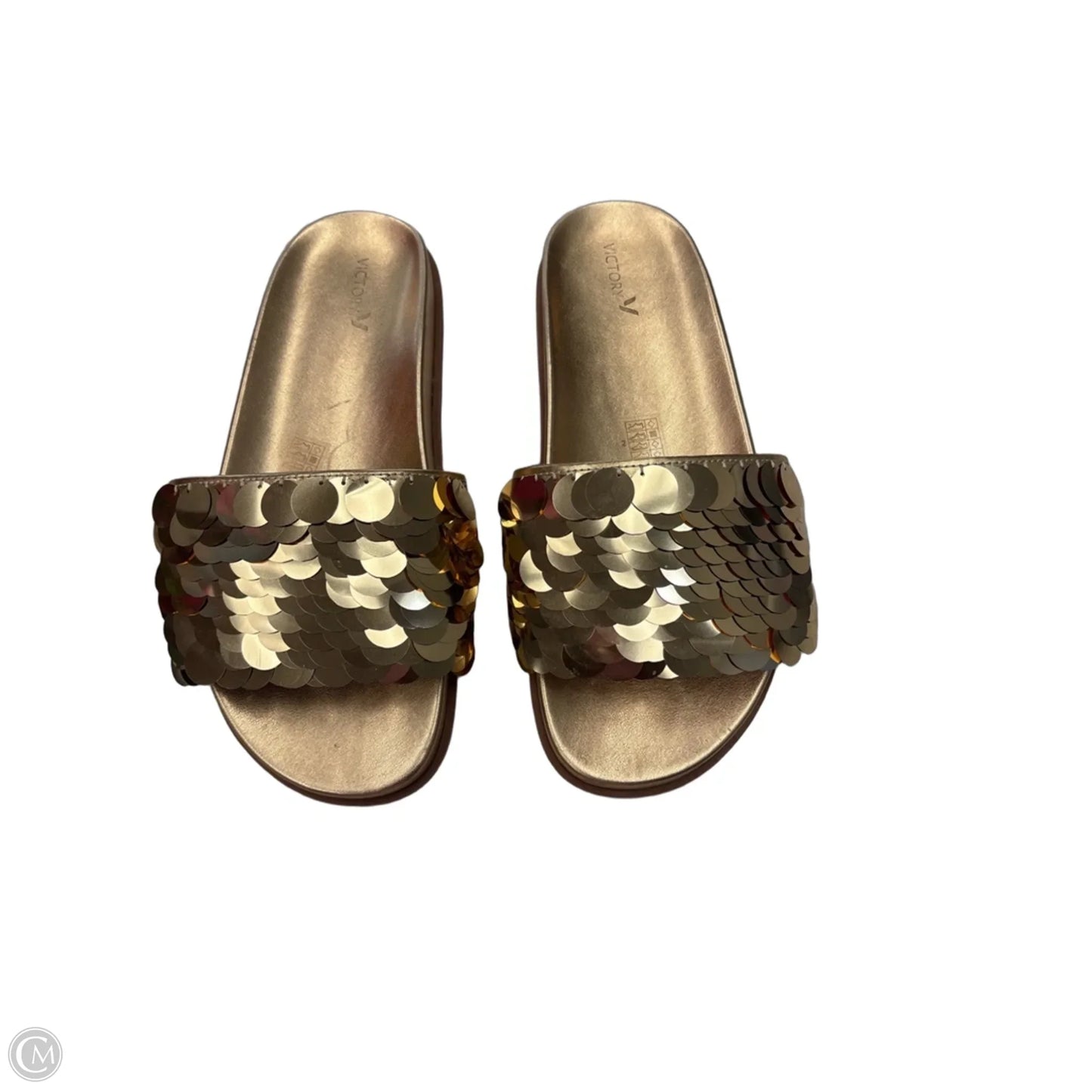 Sandals Flats By Clothes Mentor In Gold, Size: 8