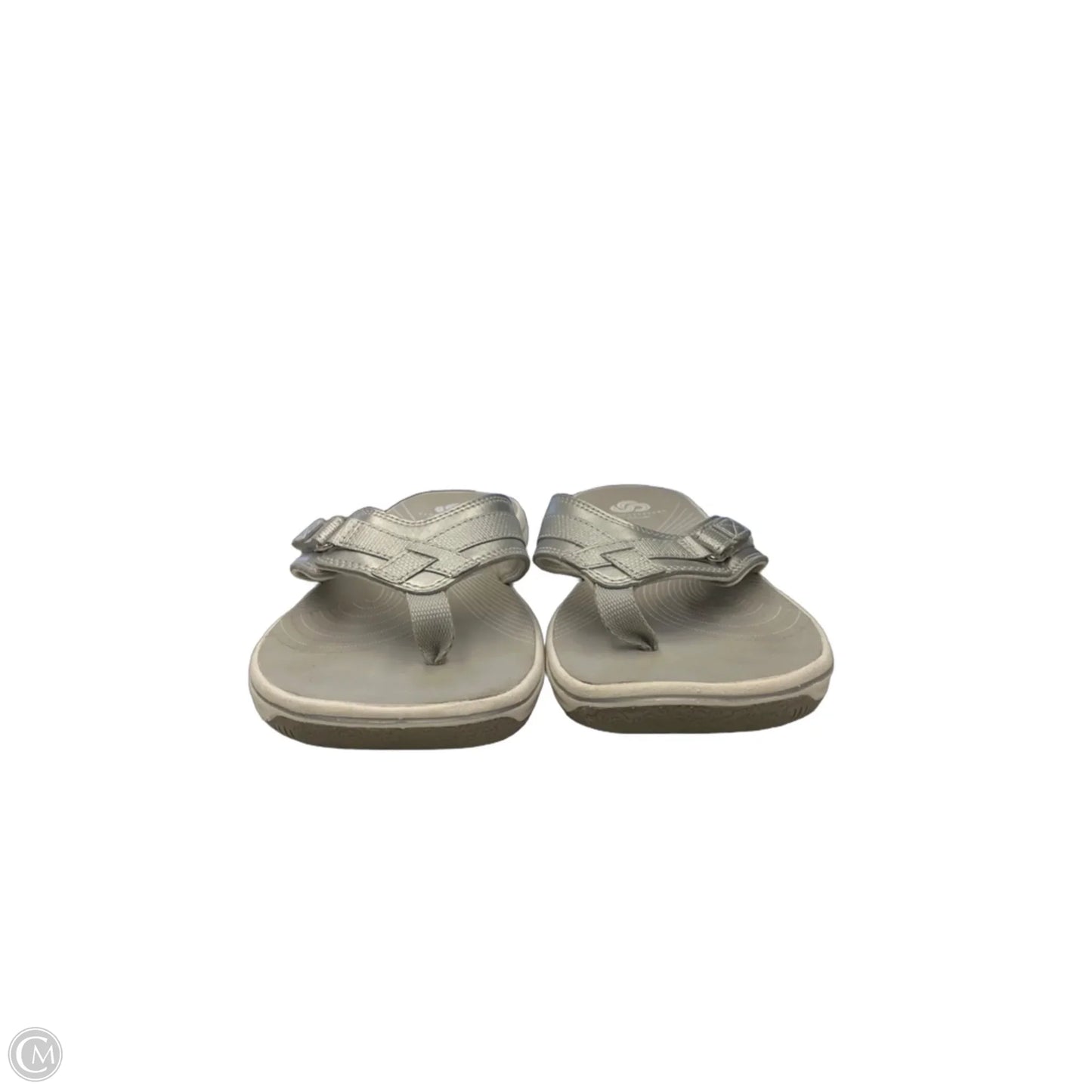 Sandals Flats By Clarks In Silver, Size: 8