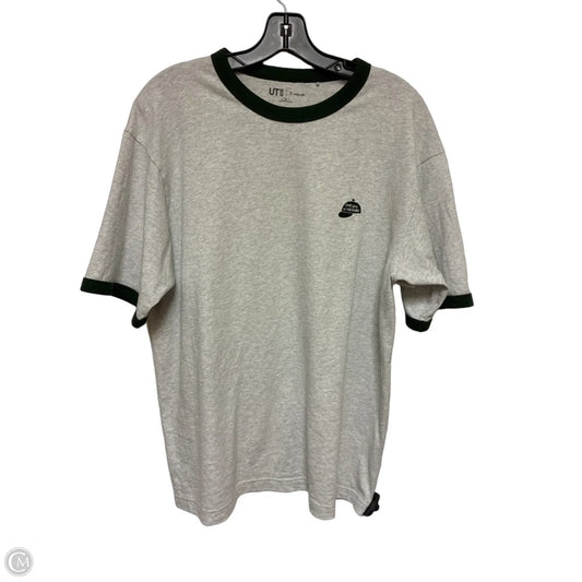 Top Short Sleeve Basic By Uniqlo In Green & Grey, Size: M