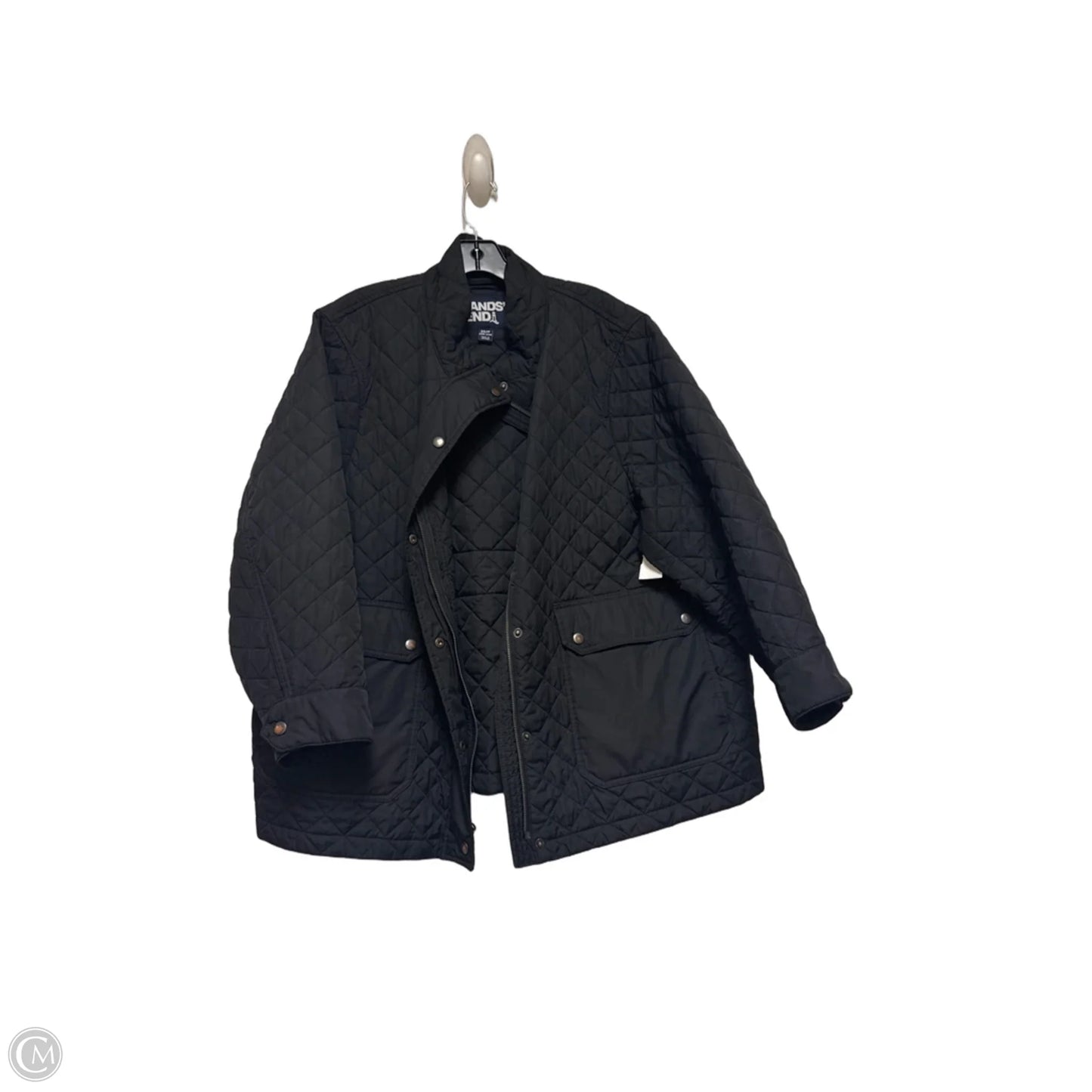 Jacket Puffer & Quilted By Lands End In Black, Size: 2x