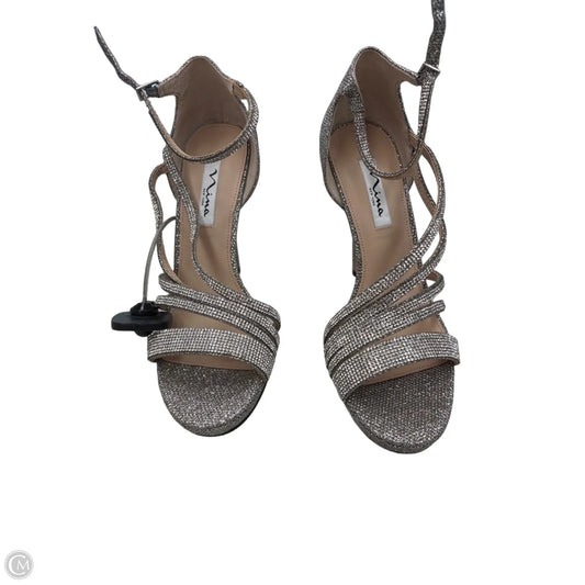 Sandals Heels Stiletto By Nina In Silver, Size: 10