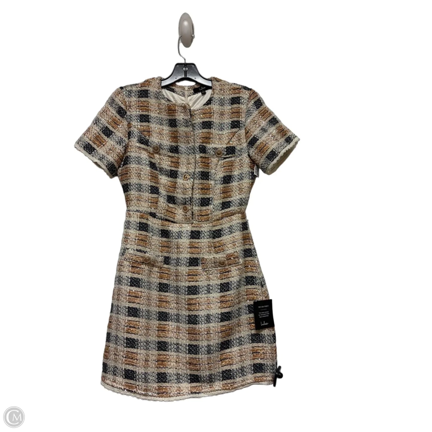 Dress Casual Short By Lulus In Black & Gold, Size: S