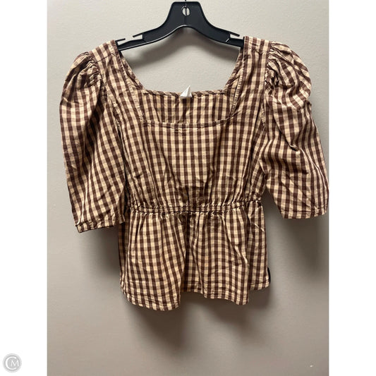 Top Short Sleeve By Melrose And Market In Brown & Tan, Size: S