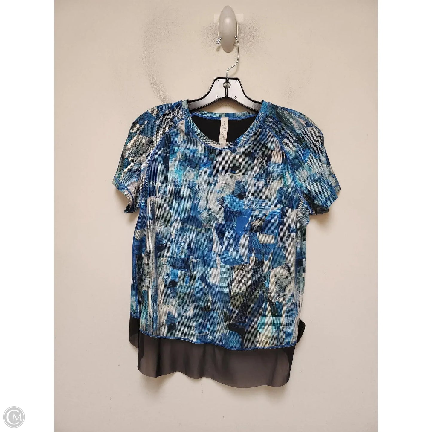 Athletic Top Short Sleeve By Lululemon In Blue & Green, Size: 6