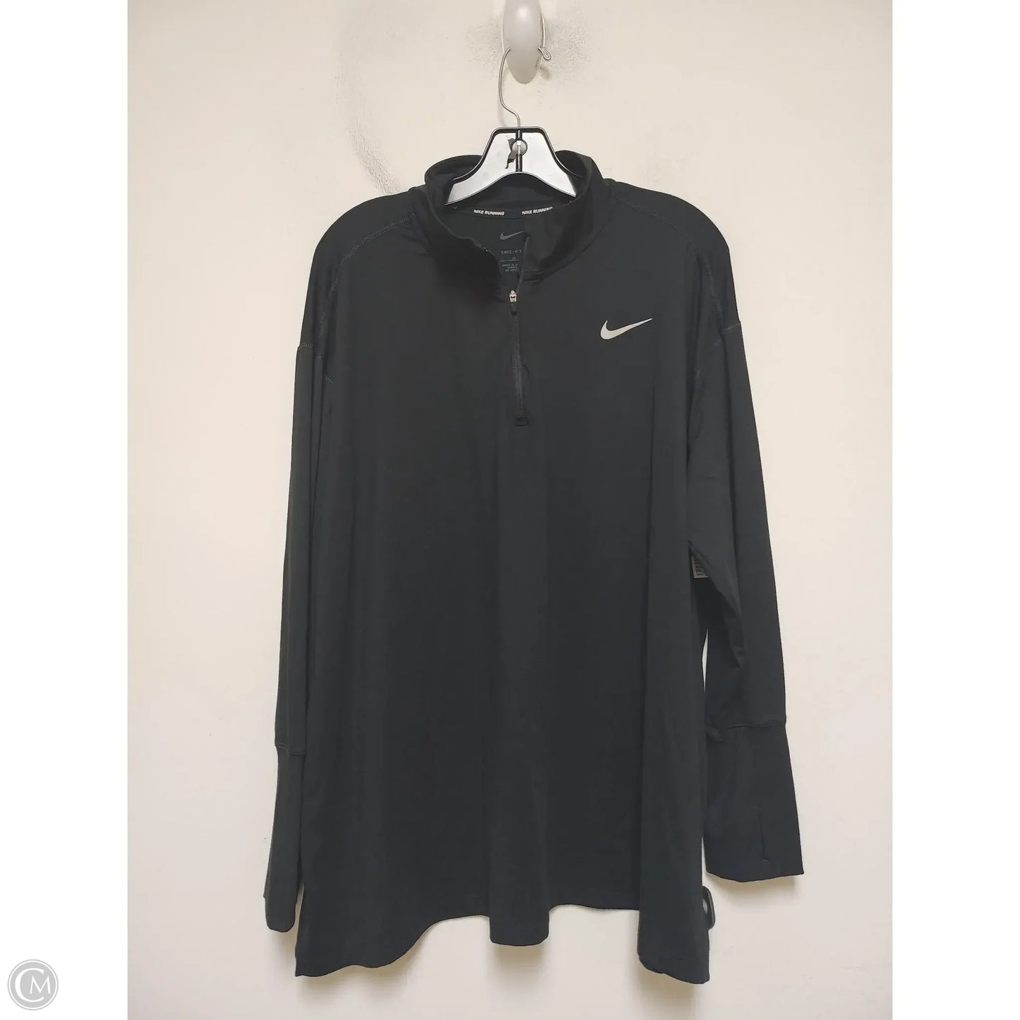 Athletic Top Long Sleeve Collar By Nike Apparel In Black, Size: 2x