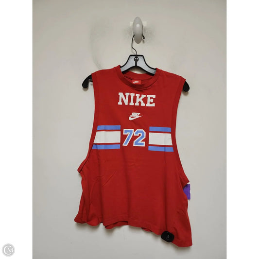 Athletic Tank Top By Nike Apparel In Red & White, Size: L