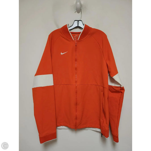 Athletic Jacket By Nike Apparel In Orange & White, Size: L