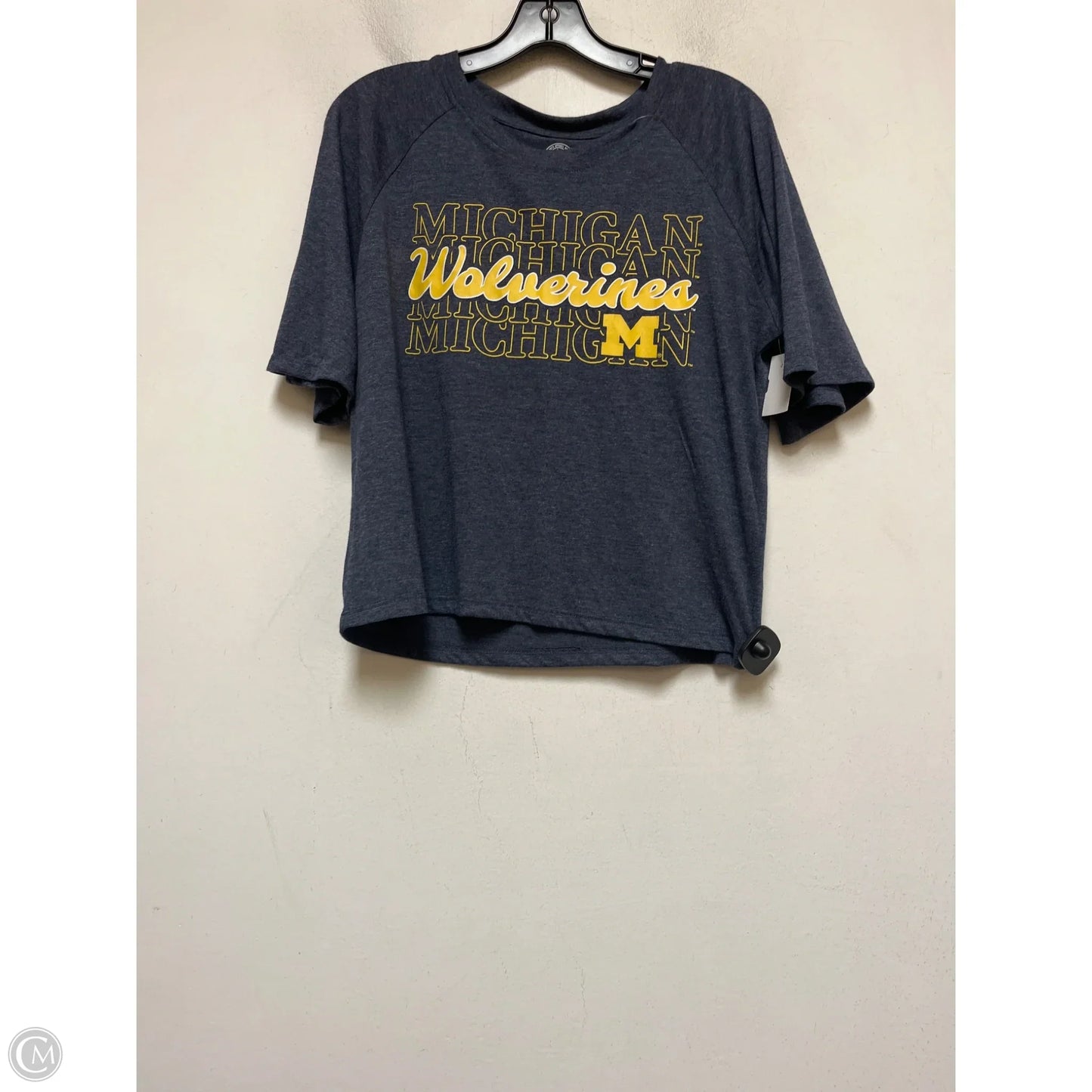 Top Short Sleeve Basic By Clothes Mentor In Blue & Yellow, Size: M