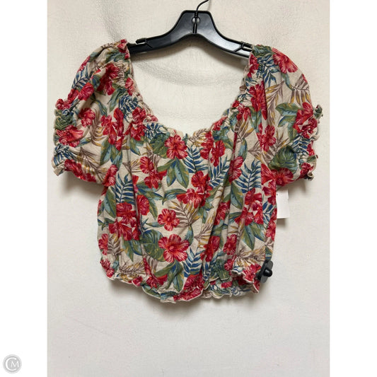 Top Short Sleeve By American Eagle In Tropical Print, Size: M