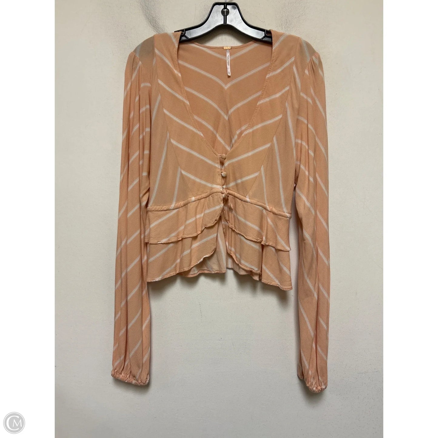 Top Long Sleeve By Free People In Peach, Size: M