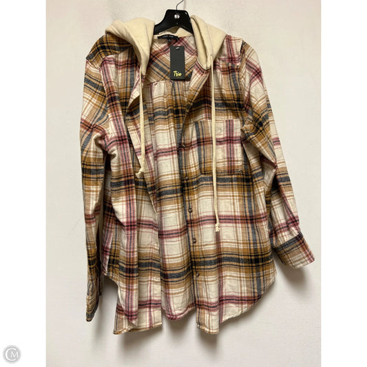 Top Long Sleeve By Love Tree In Plaid Pattern, Size: L