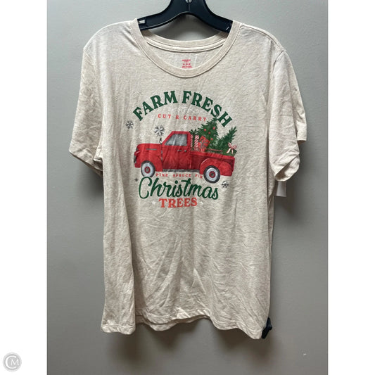 Top Short Sleeve Basic By Holiday Time In Tan, Size: Xl