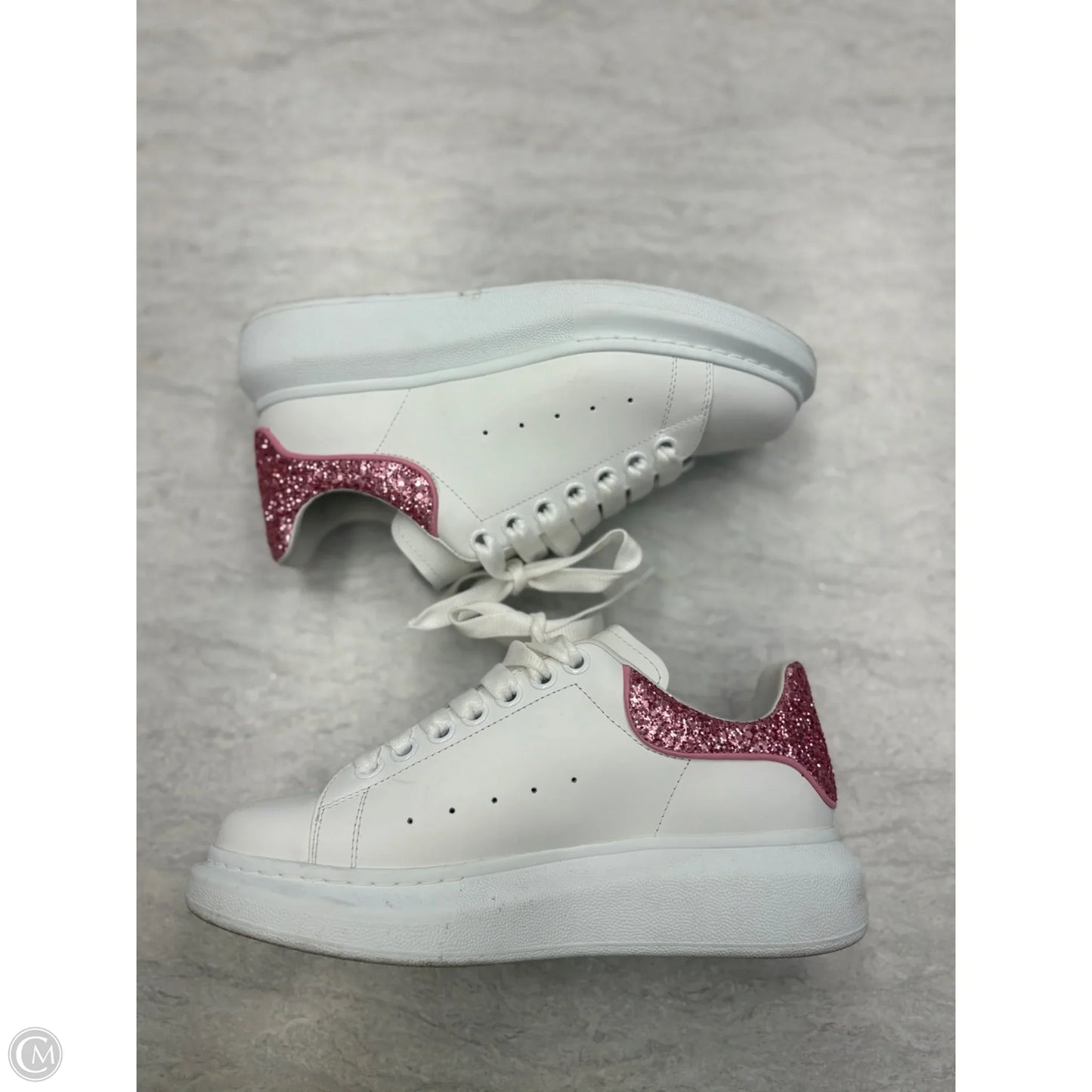 Shoes Luxury Designer By Alexander Mcqueen In Pink & White, Size: 7.5