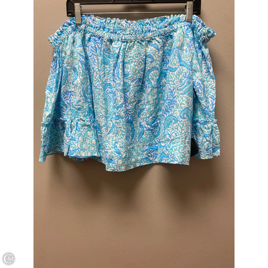 Top Short Sleeve Designer By Lilly Pulitzer In Blue & White, Size: L