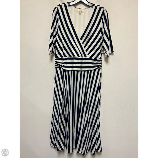 Dress Casual Midi By Boden In Striped Pattern, Size: L