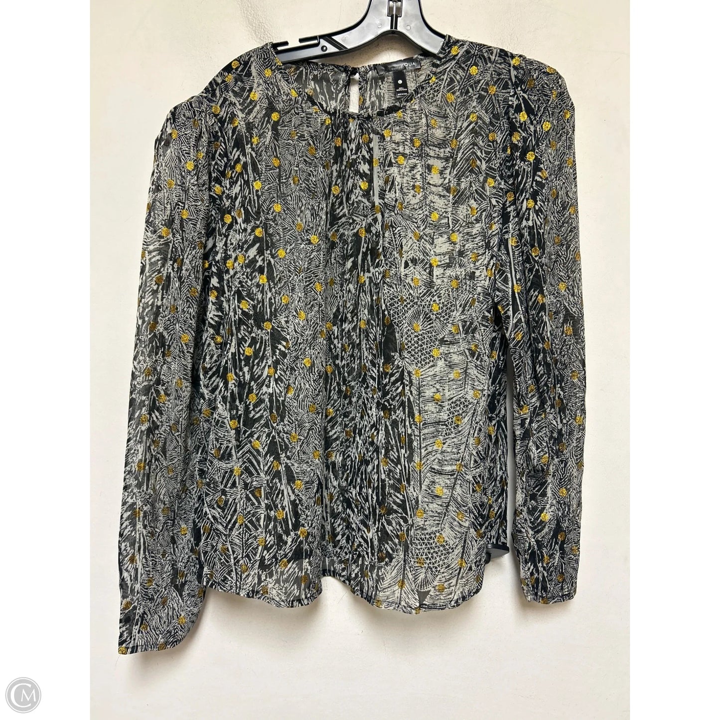 Top Long Sleeve By Aqua In Black & Gold, Size: L
