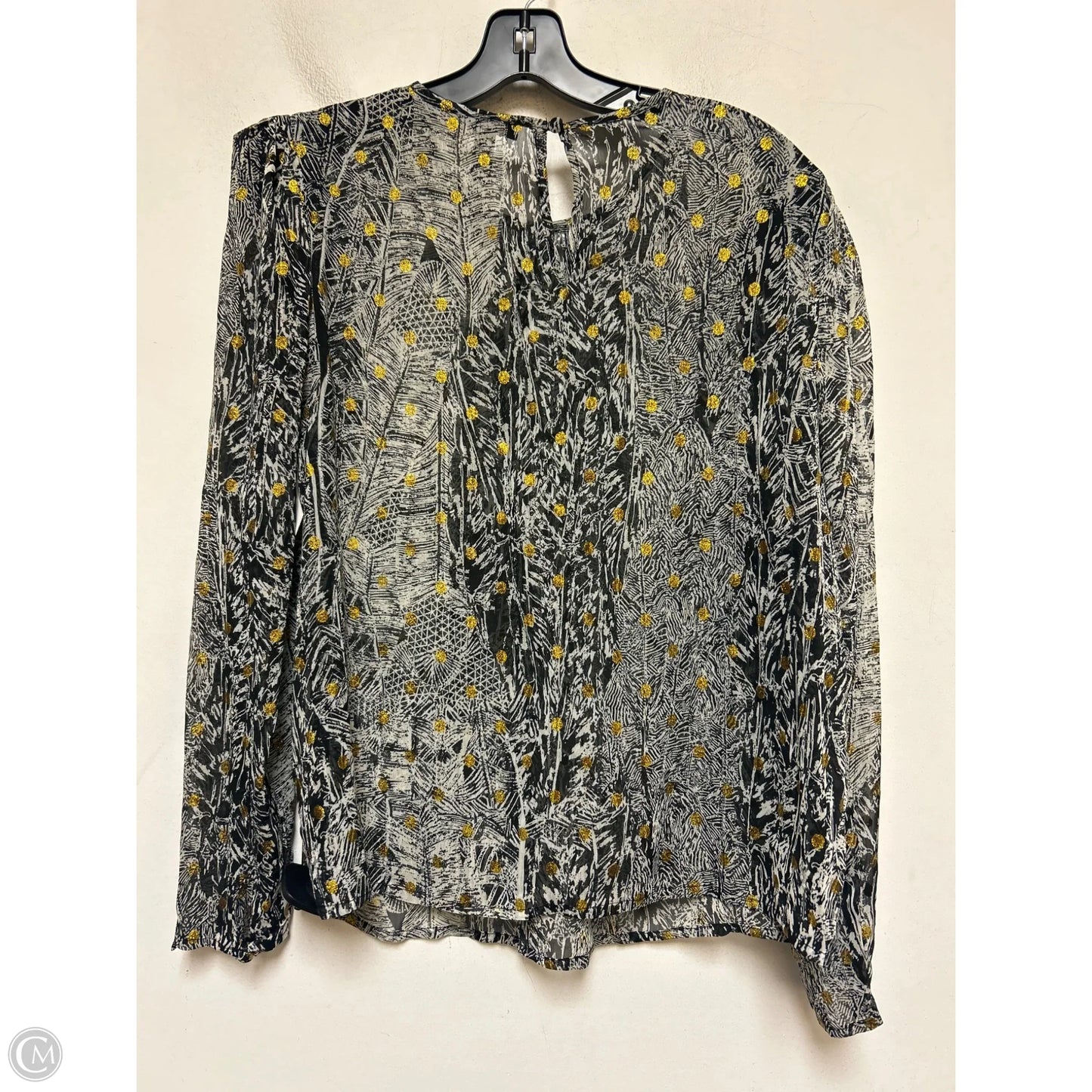 Top Long Sleeve By Aqua In Black & Gold, Size: L