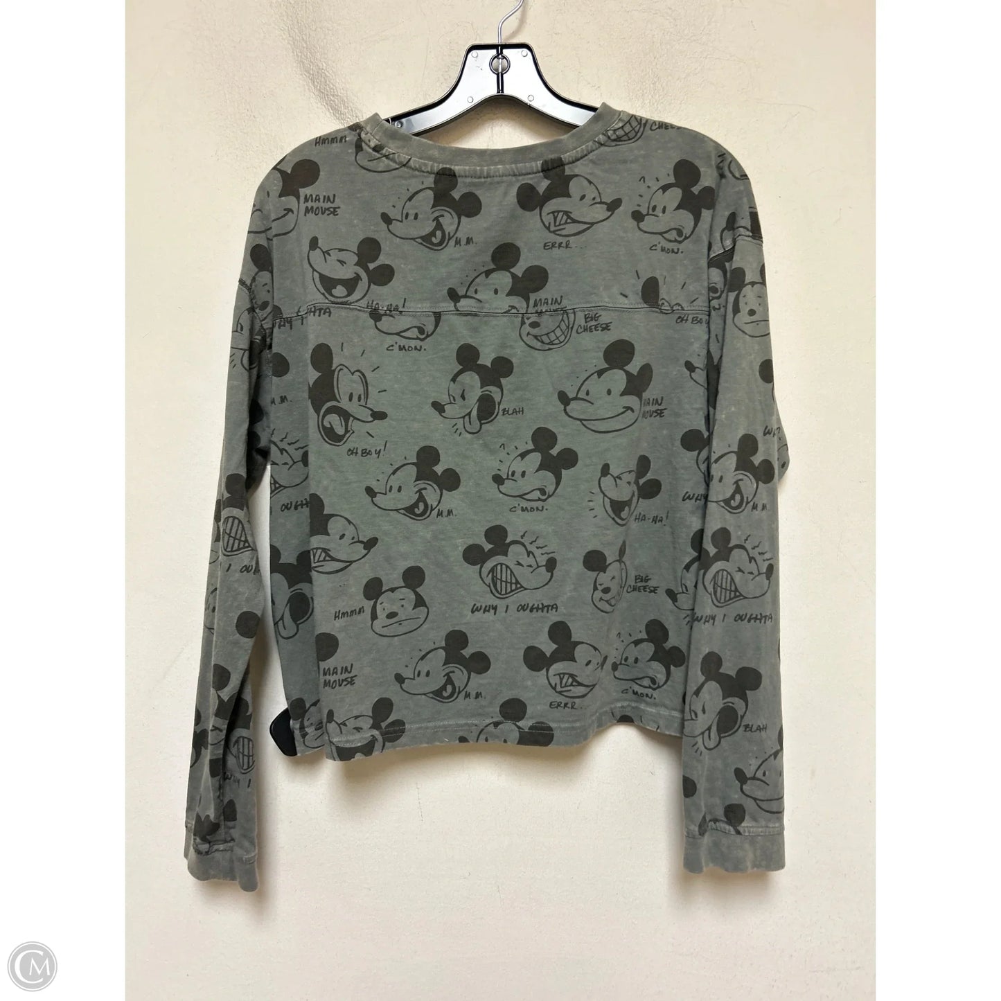 Top Long Sleeve By Walt Disney In Black & Grey, Size: M