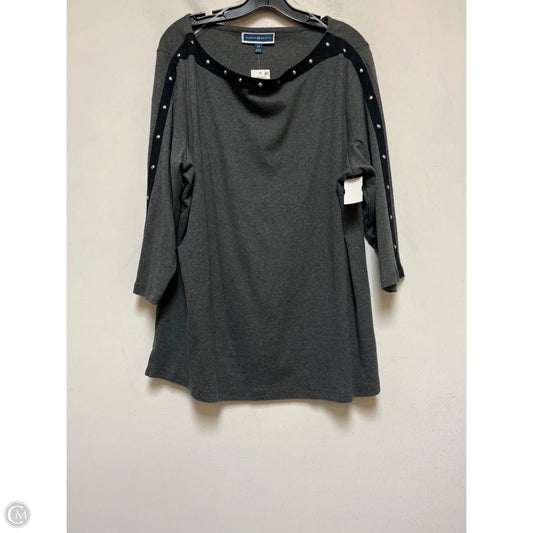 Top Short Sleeve By Karen Scott In Black & Grey, Size: 2x