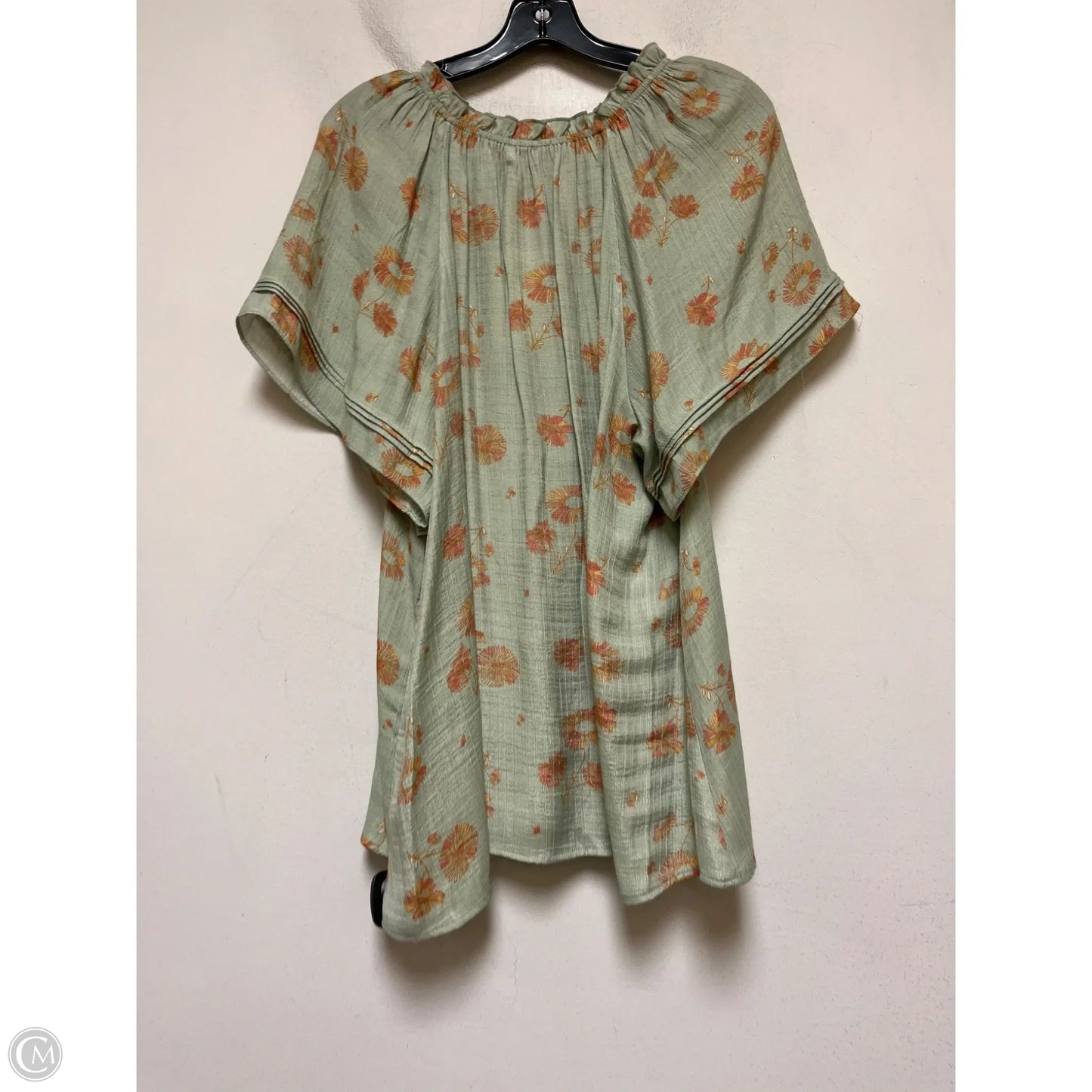 Top Short Sleeve By Wonderly In Green & Orange, Size: 2x