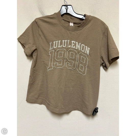 Athletic Top Short Sleeve By Lululemon In Tan, Size: Xs