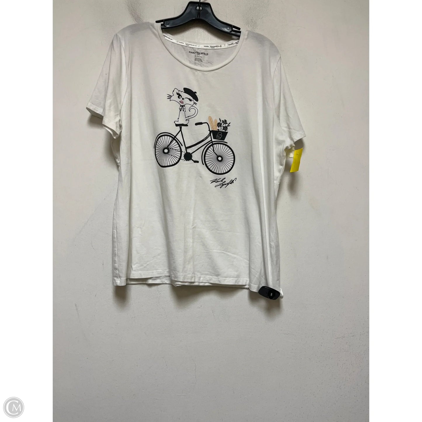 Top Short Sleeve Designer By Karl Lagerfeld In Black & White, Size: Xl
