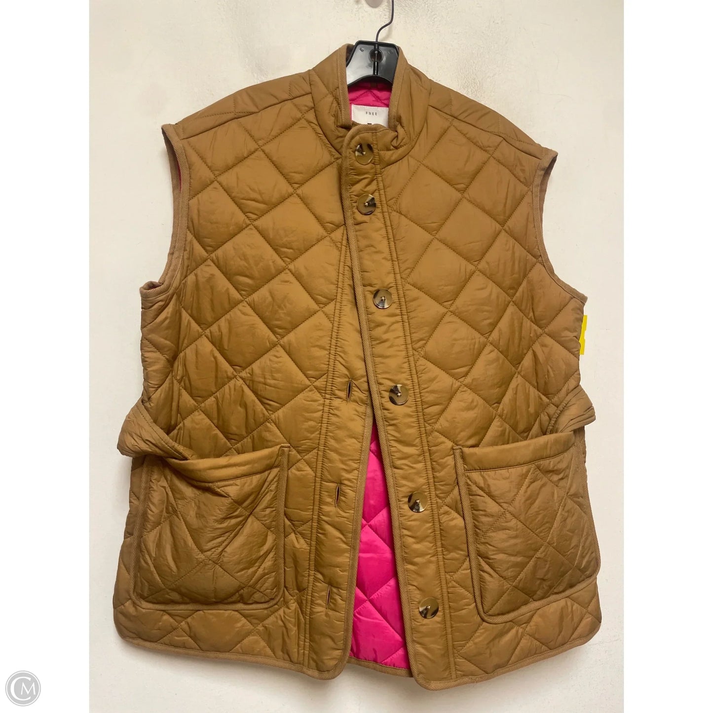 Vest Puffer & Quilted By Free Assembly In Pink & Tan, Size: L
