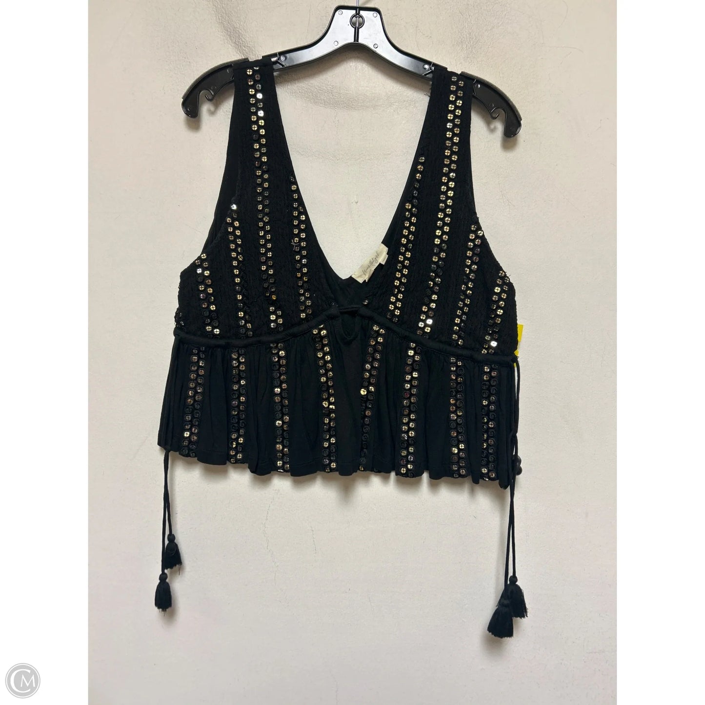Top Sleeveless By Forever That Girl In Black & Gold, Size: Xs