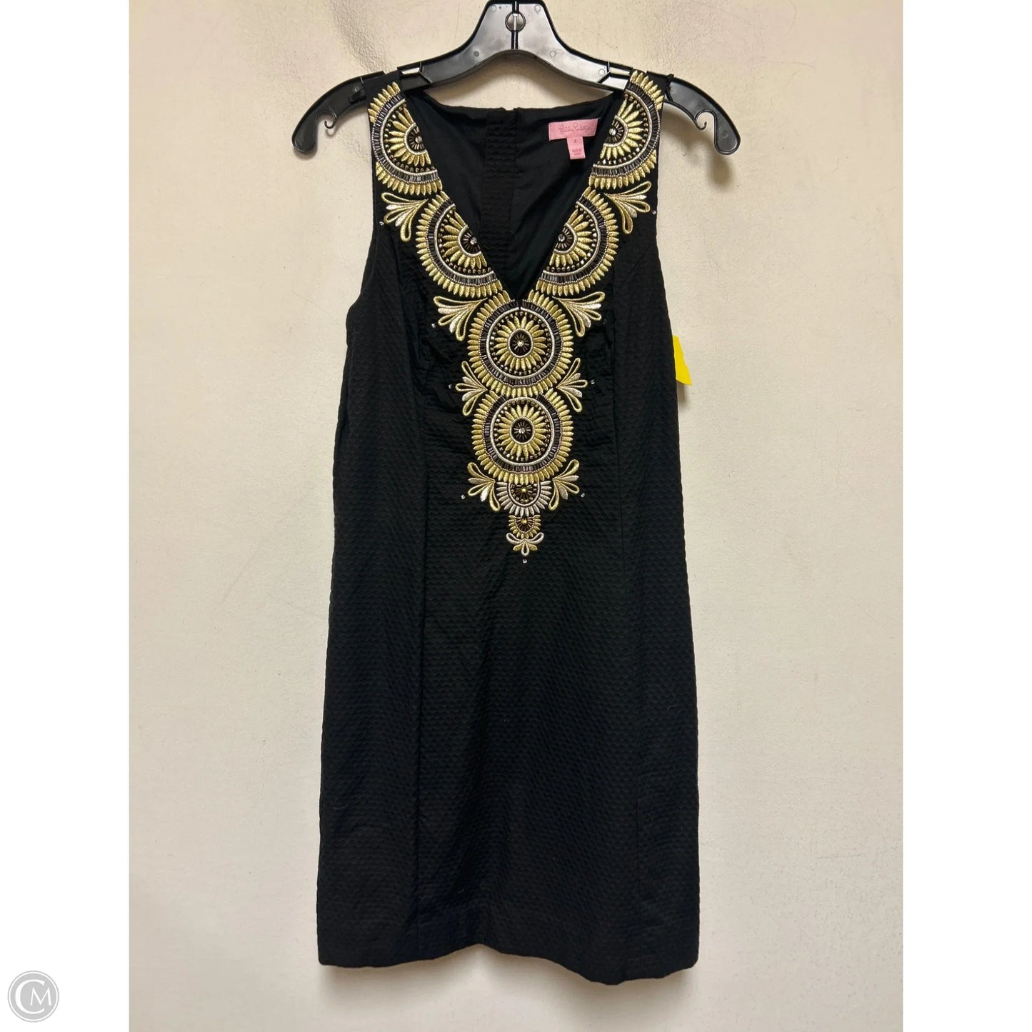 Dress Designer By Lilly Pulitzer In Black & Gold, Size: 4
