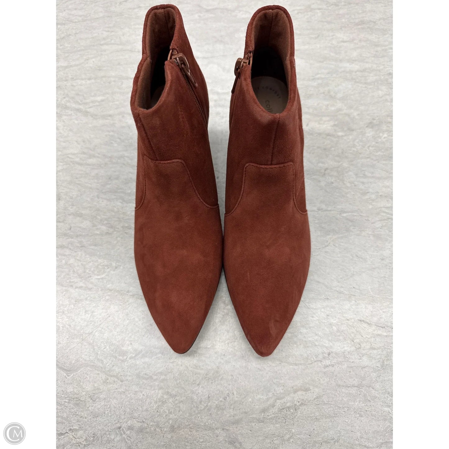 Boots Ankle Heels By Clarks In Brown, Size: 6.5