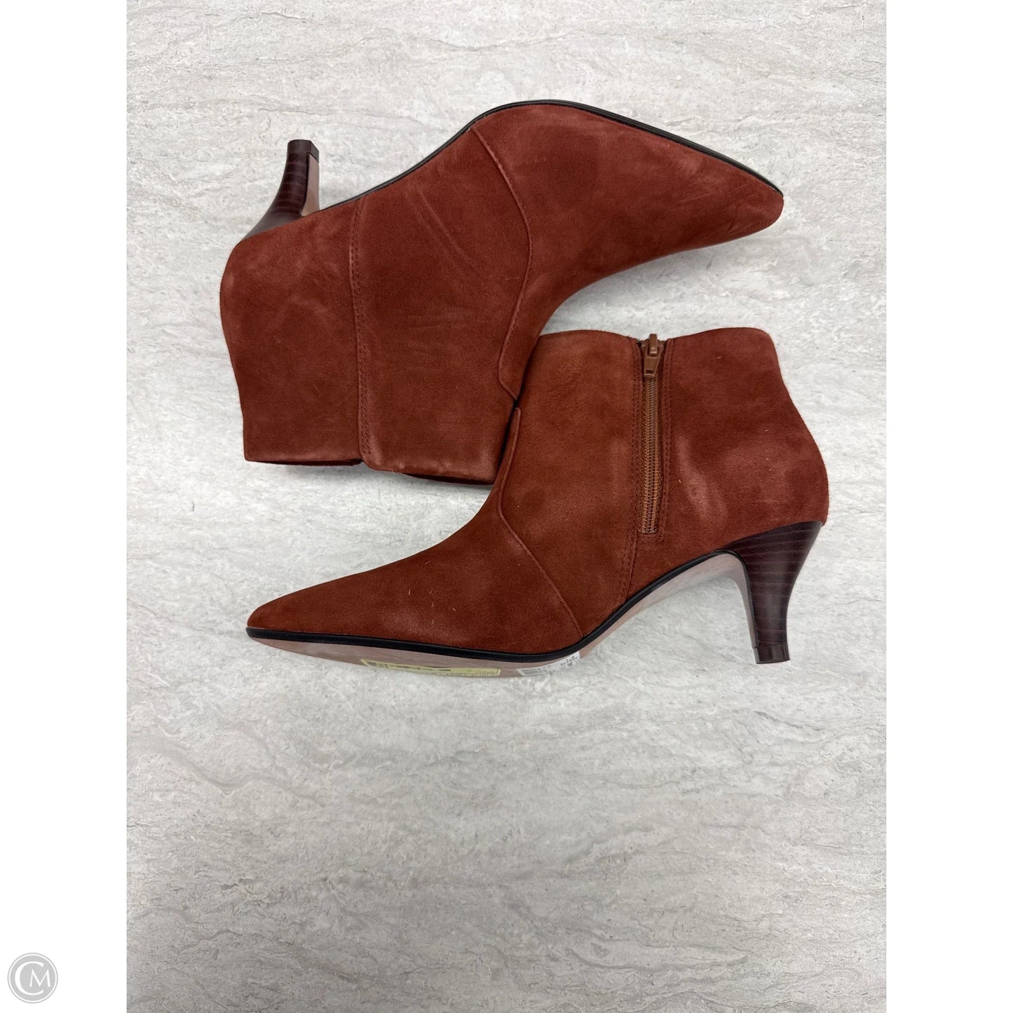 Boots Ankle Heels By Clarks In Brown, Size: 6.5