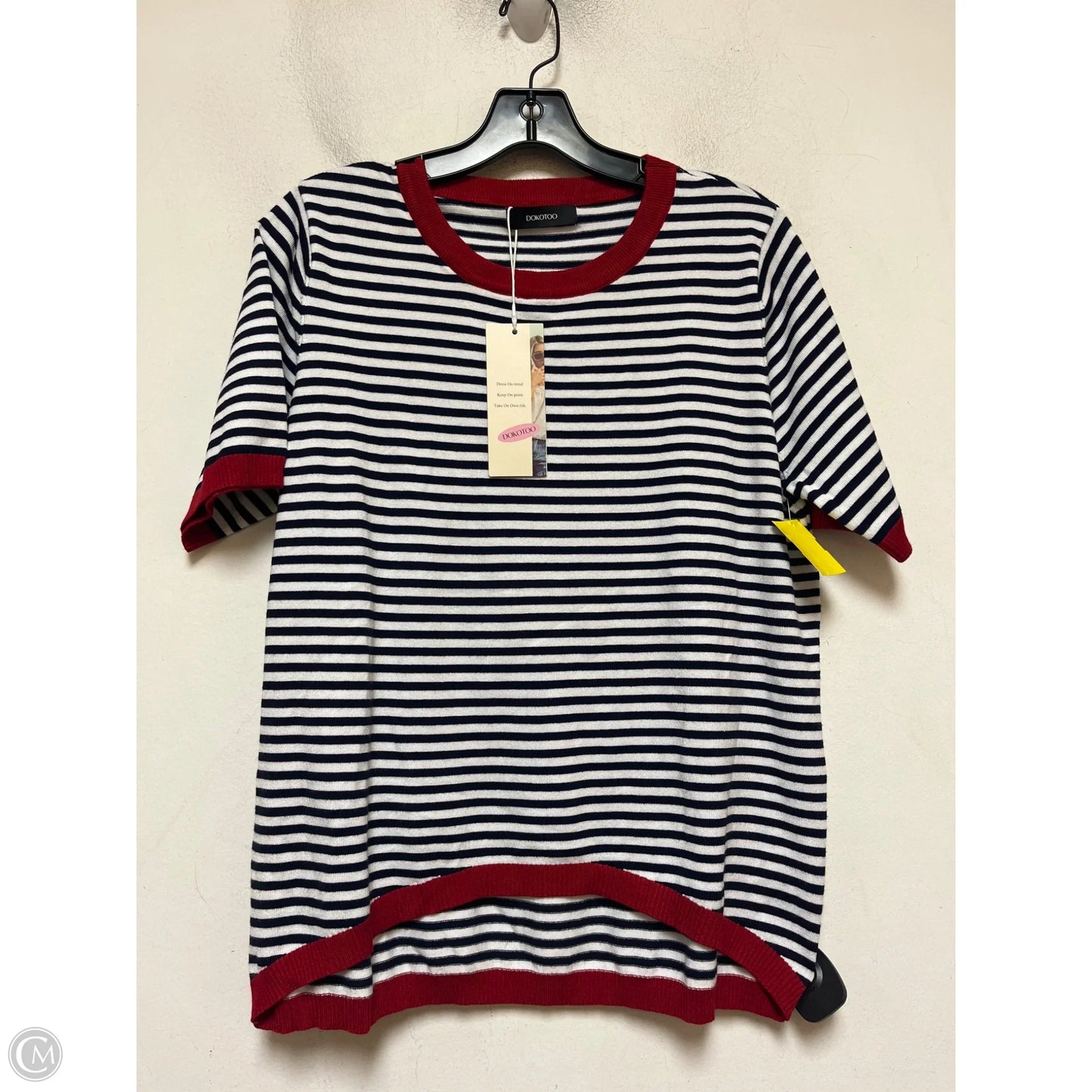 Top Short Sleeve By Dokotoo In Striped Pattern, Size: L