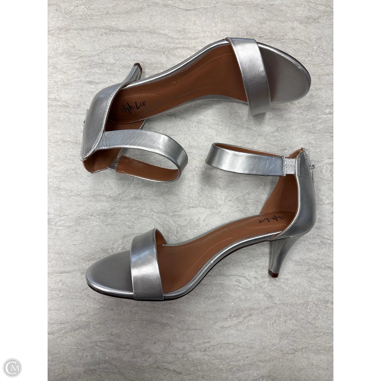 Sandals Heels Block By Style And Company In Silver, Size: 9.5