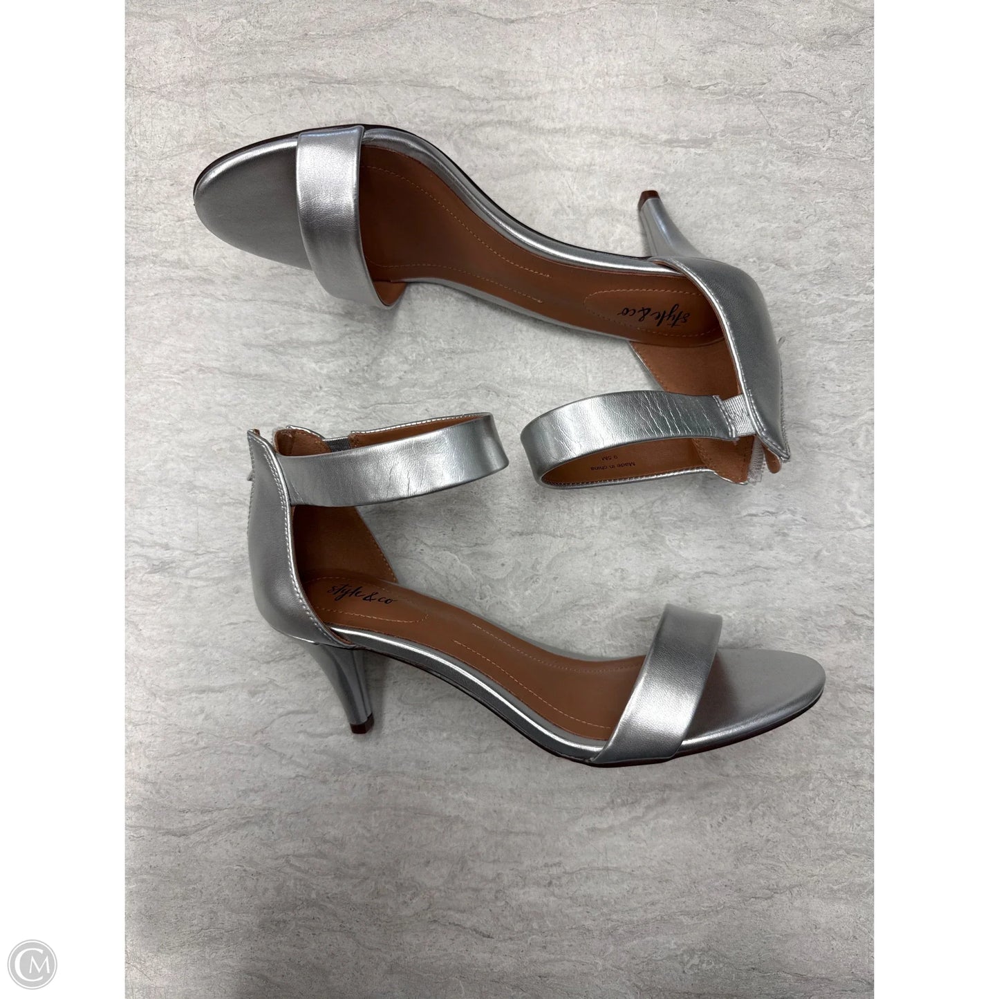 Sandals Heels Block By Style And Company In Silver, Size: 9.5
